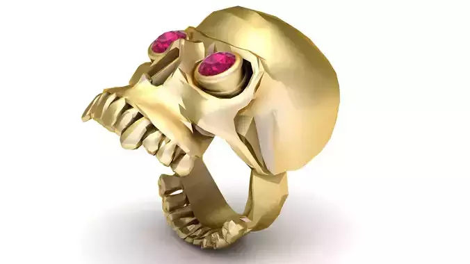 SKULL HEAD RUBY RING 3D PRINTABLE MODEL