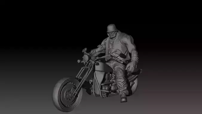Zombie Biker High Poly for 3d Print