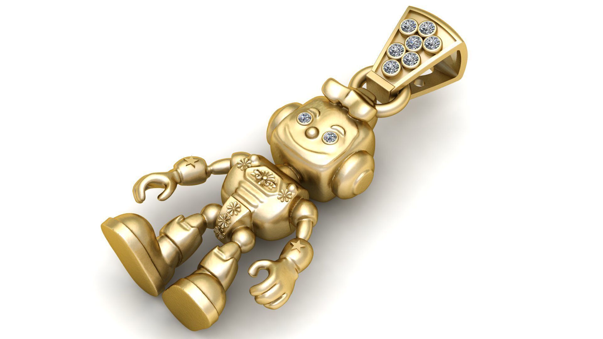 DIAMOND ROBOT PENDANT 3D PRINTABLE MODEL 3D print model_3