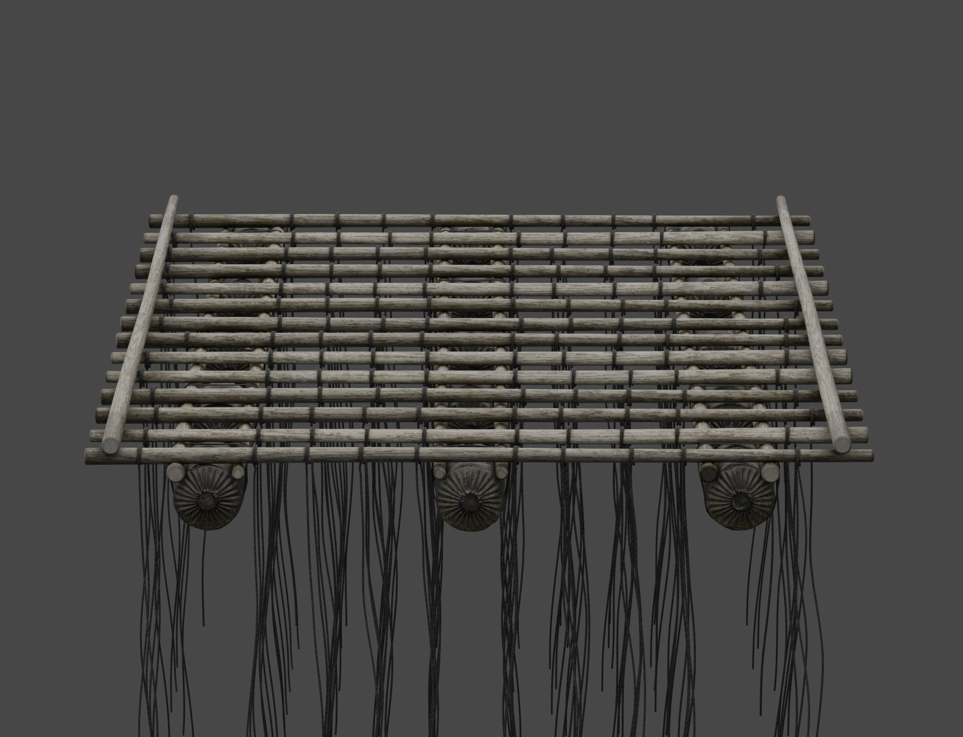 Traditional Wooden Aquaculture Raft and Fishing Raft 3D model_7