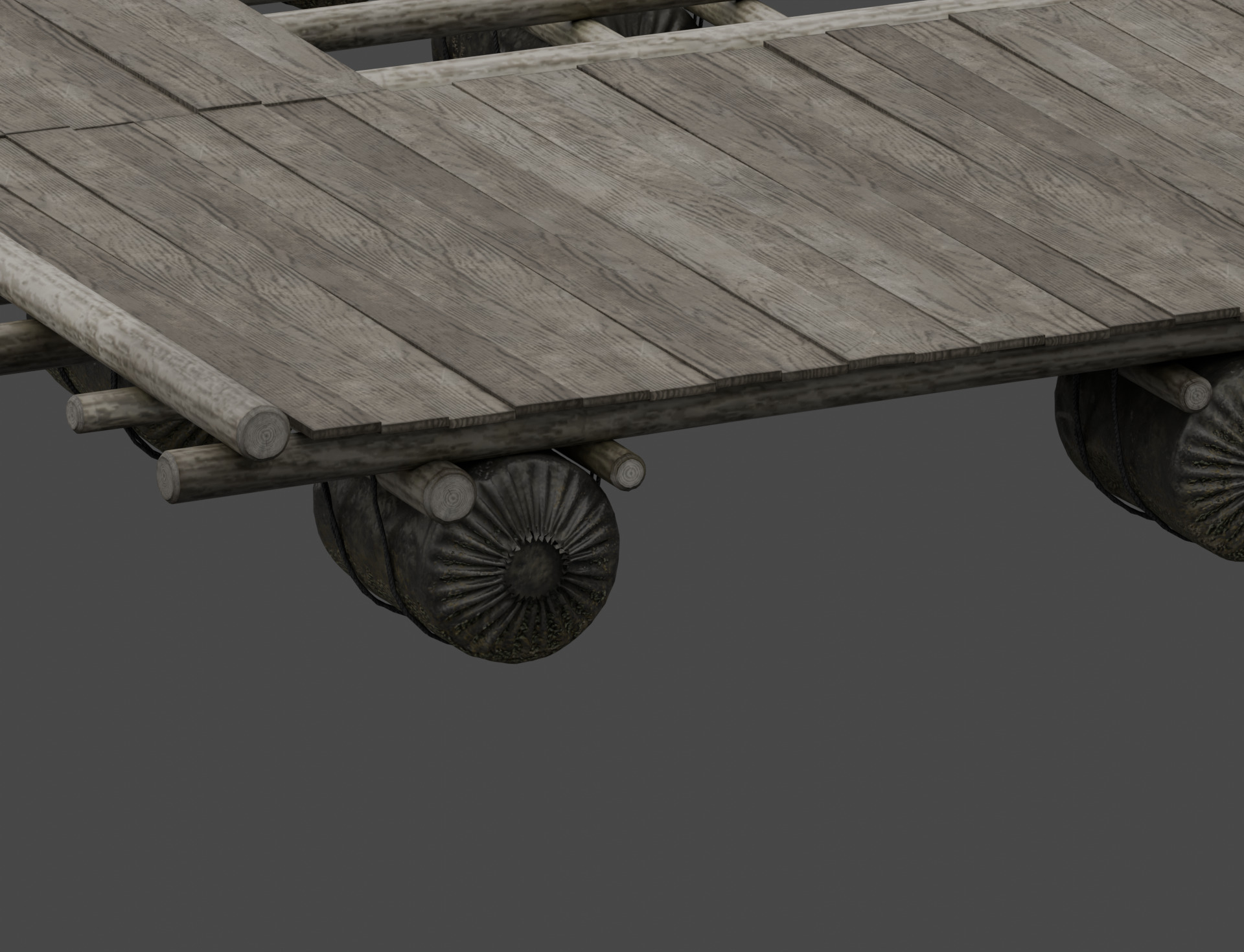 Traditional Wooden Aquaculture Raft and Fishing Raft 3D model_12