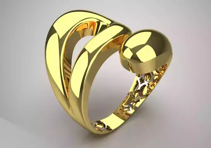 Yellow gold ring modern design model gr0067
