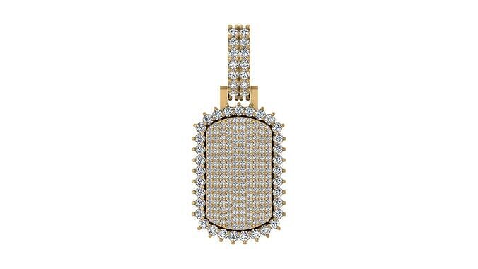 Diamond-Encrusted Dog Tag Pendant 3D print model