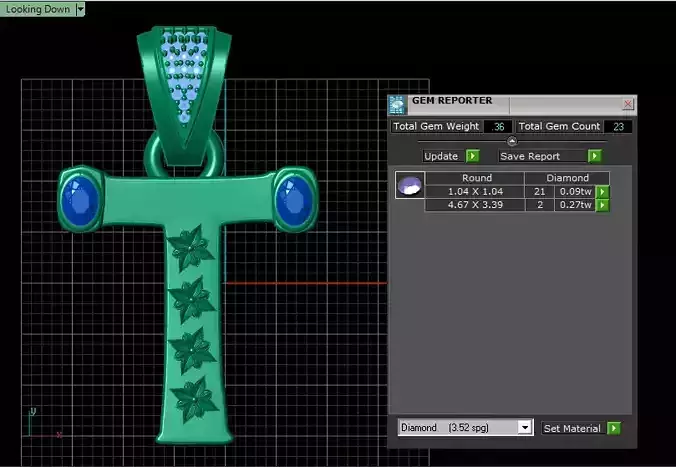 CROSS DIAMOND PENDANT 3D PRNABLE MODEL 