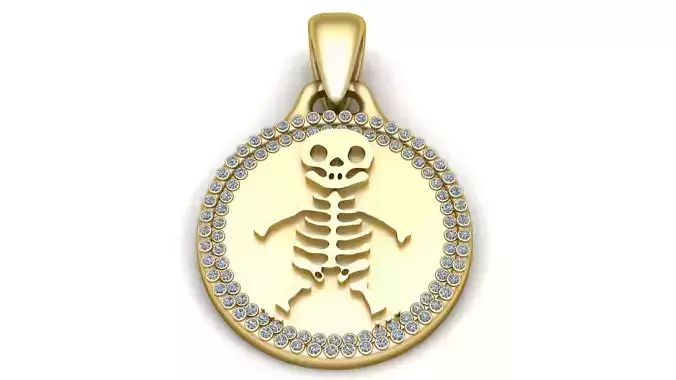 HUMAN SKULL DESIGN COIN PENDANT 3D PRINTABLE MODEL