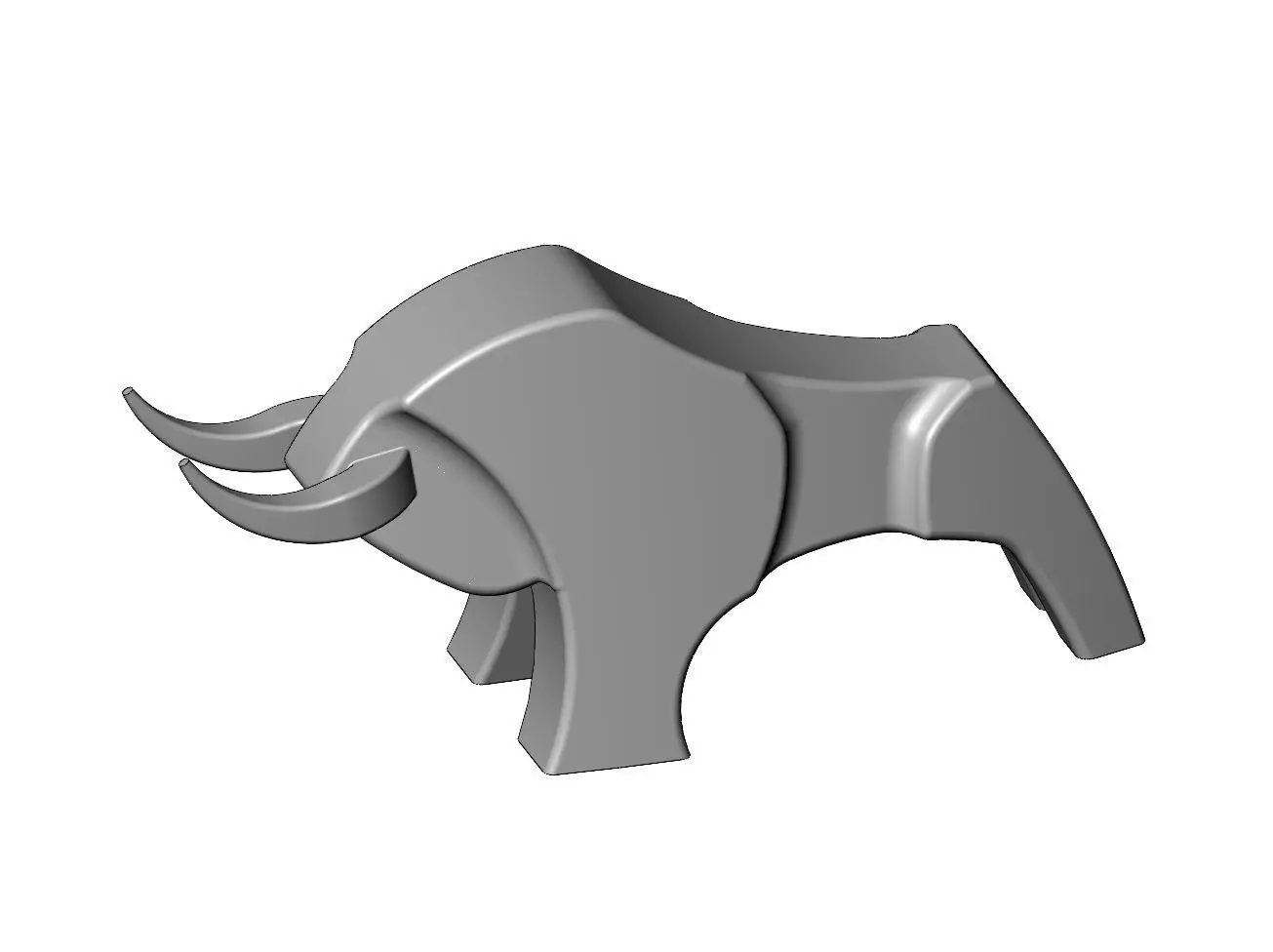 Rounded geometric bull sculpture deco art figurine 3D print model