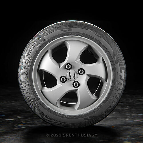 Honda Civic EK4 VTi SiR OEM Rim Wheel Game Ready 3D Model Low-poly 3D model