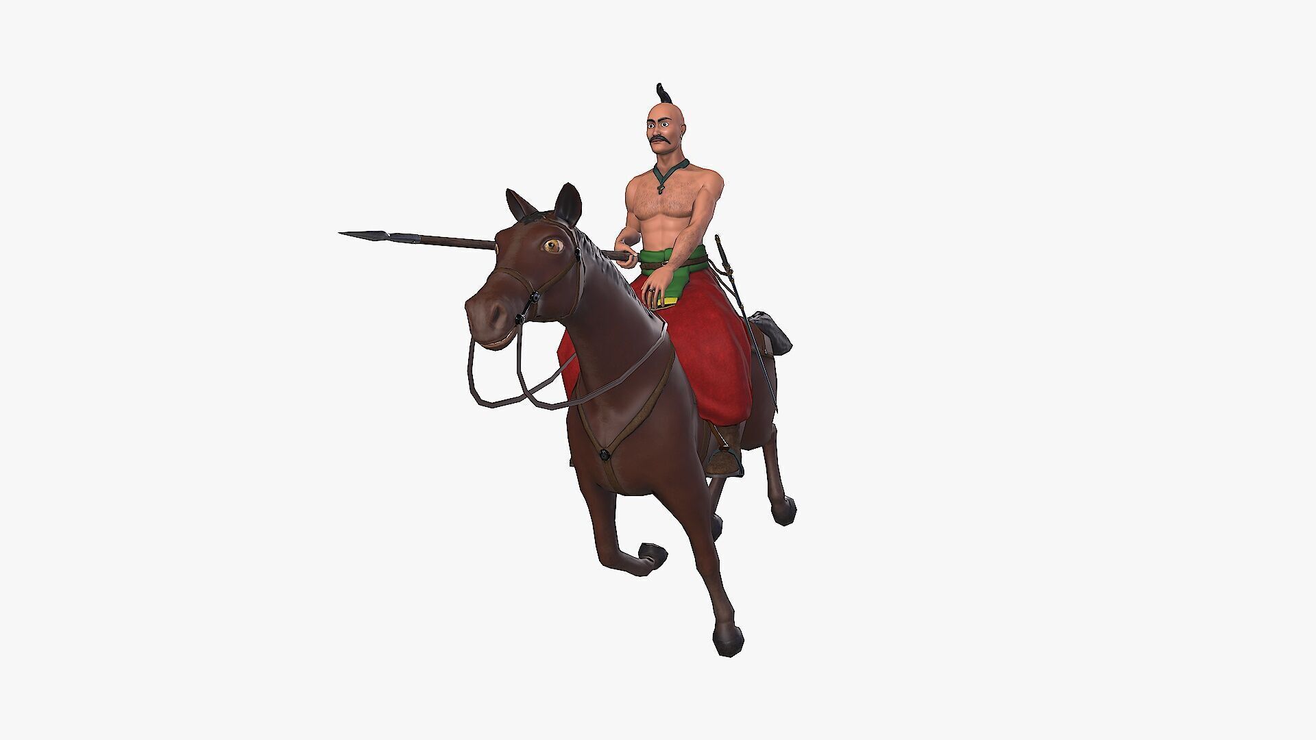 Ukrainian cossack-rider Low-poly 3D model_9
