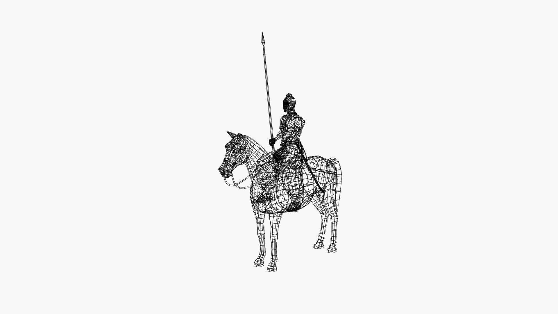 Ukrainian cossack-rider Low-poly 3D model_4