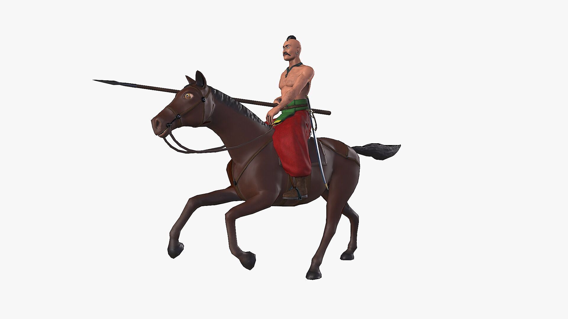 Ukrainian cossack-rider Low-poly 3D model_10