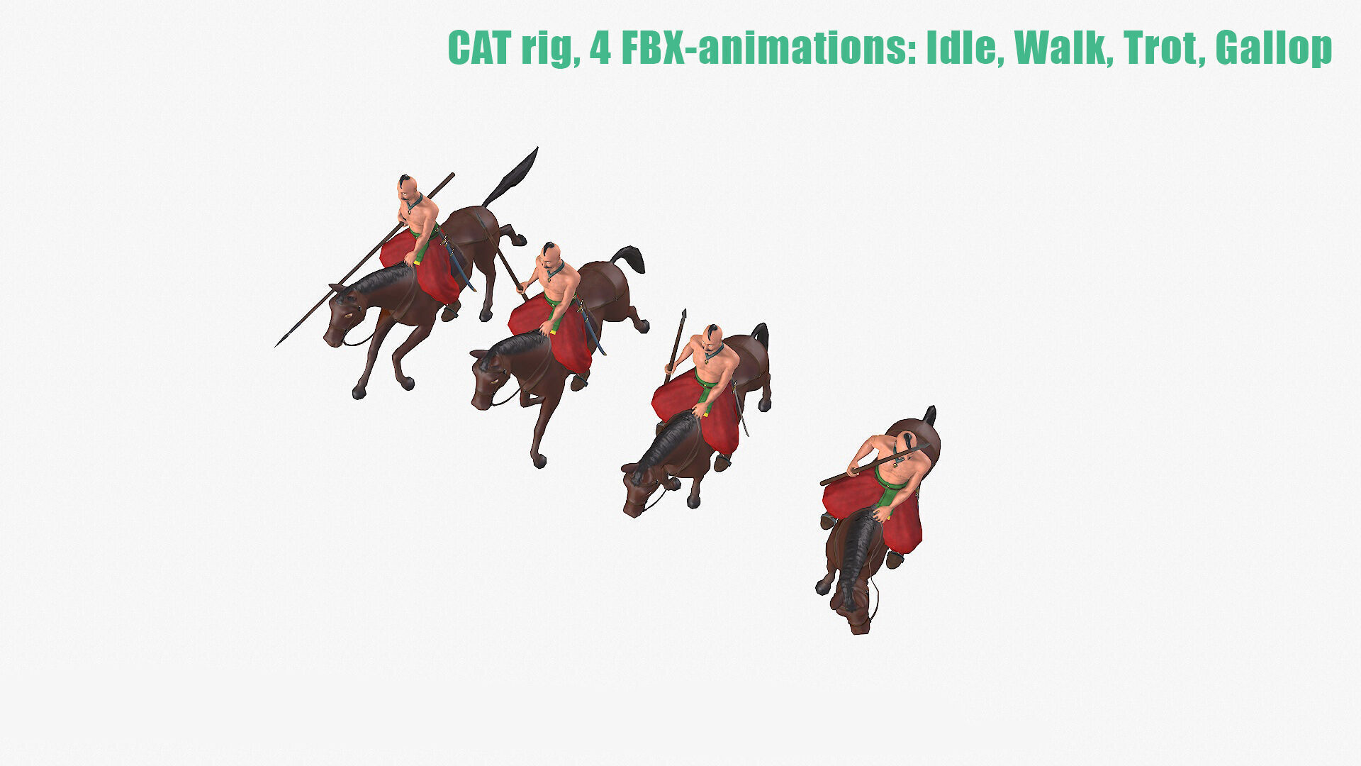 Ukrainian cossack-rider Low-poly 3D model_3