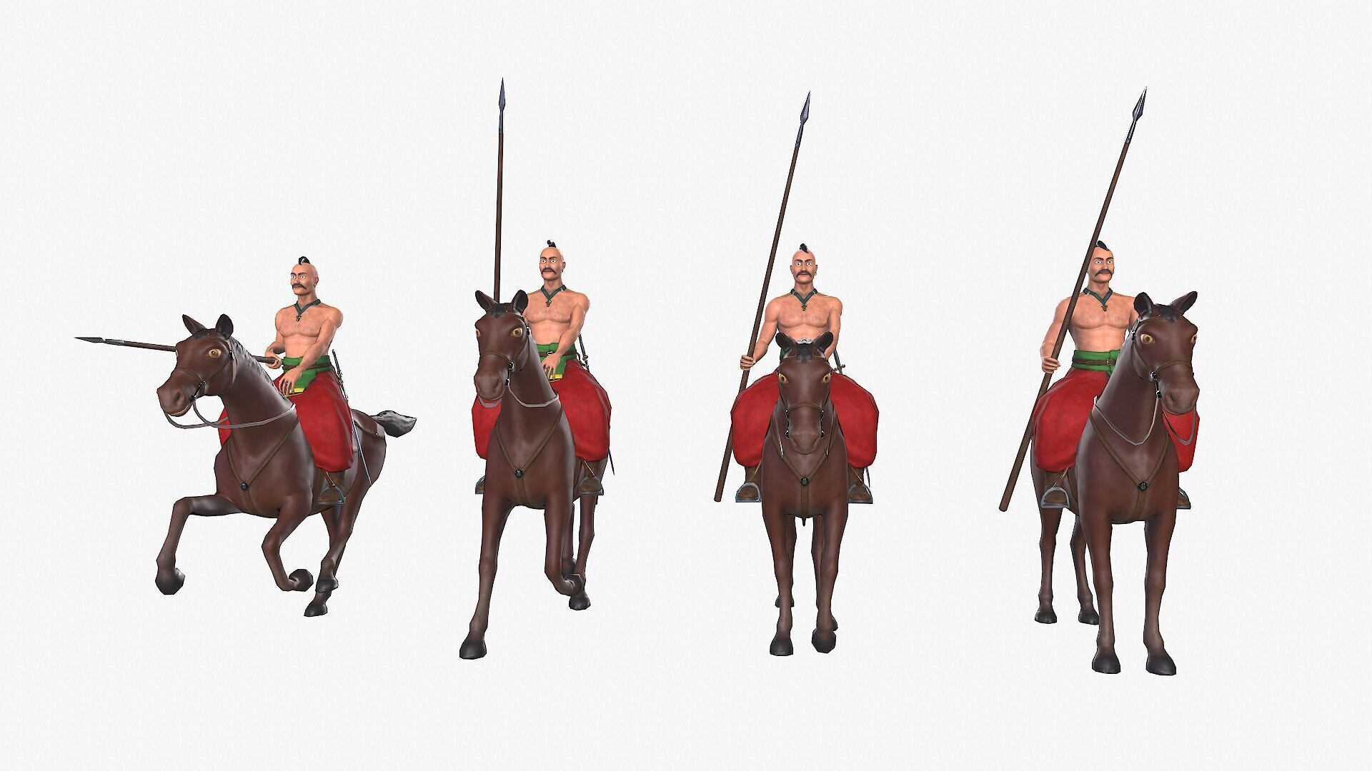Ukrainian cossack-rider Low-poly 3D model_14