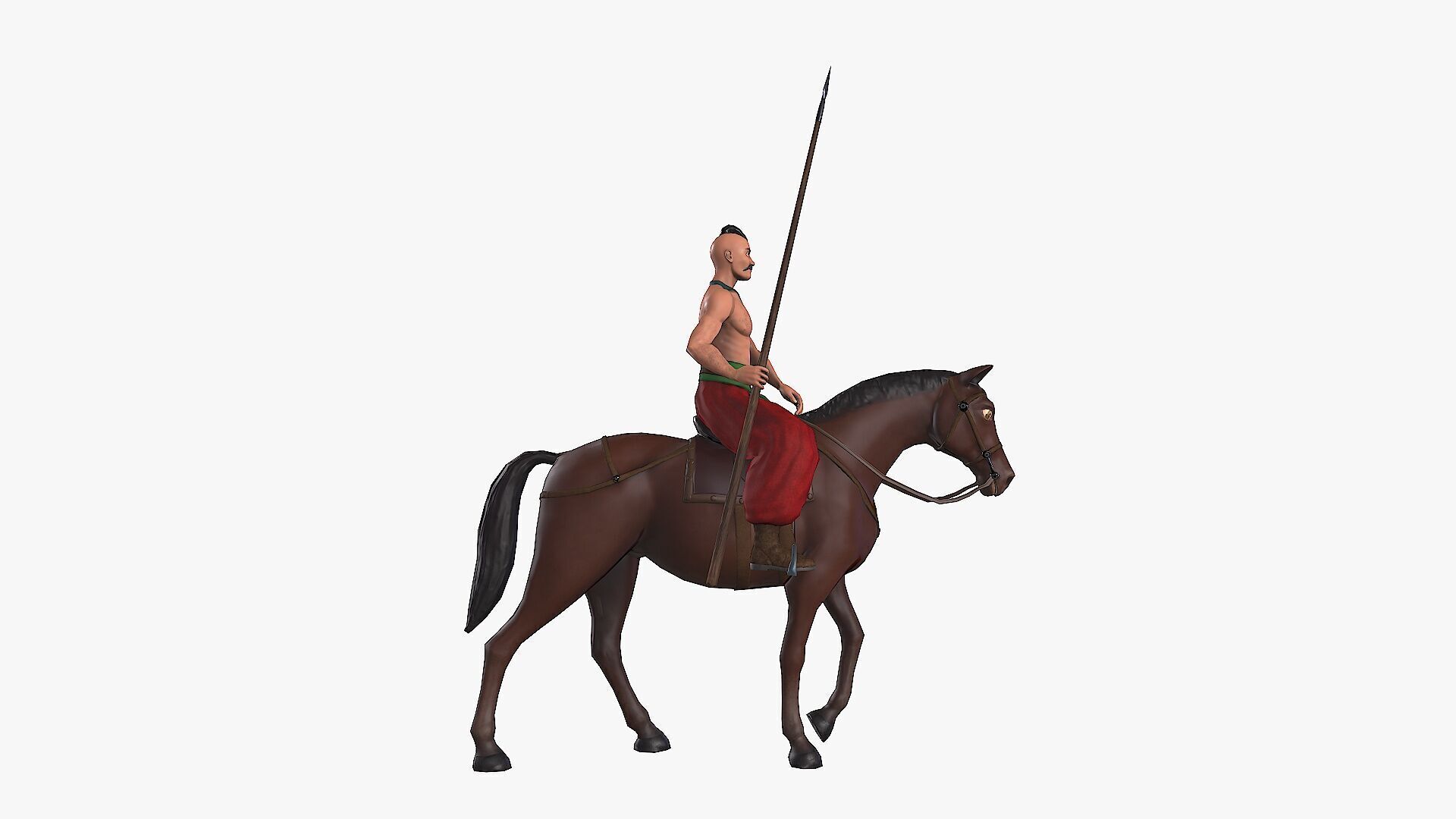 Ukrainian cossack-rider Low-poly 3D model_6