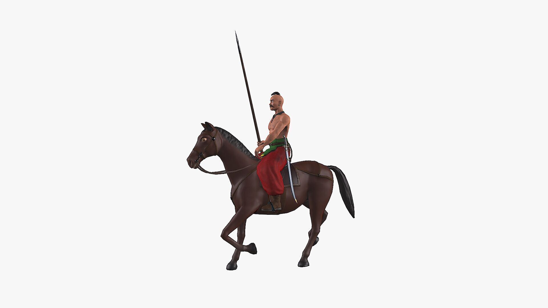 Ukrainian cossack-rider Low-poly 3D model_8