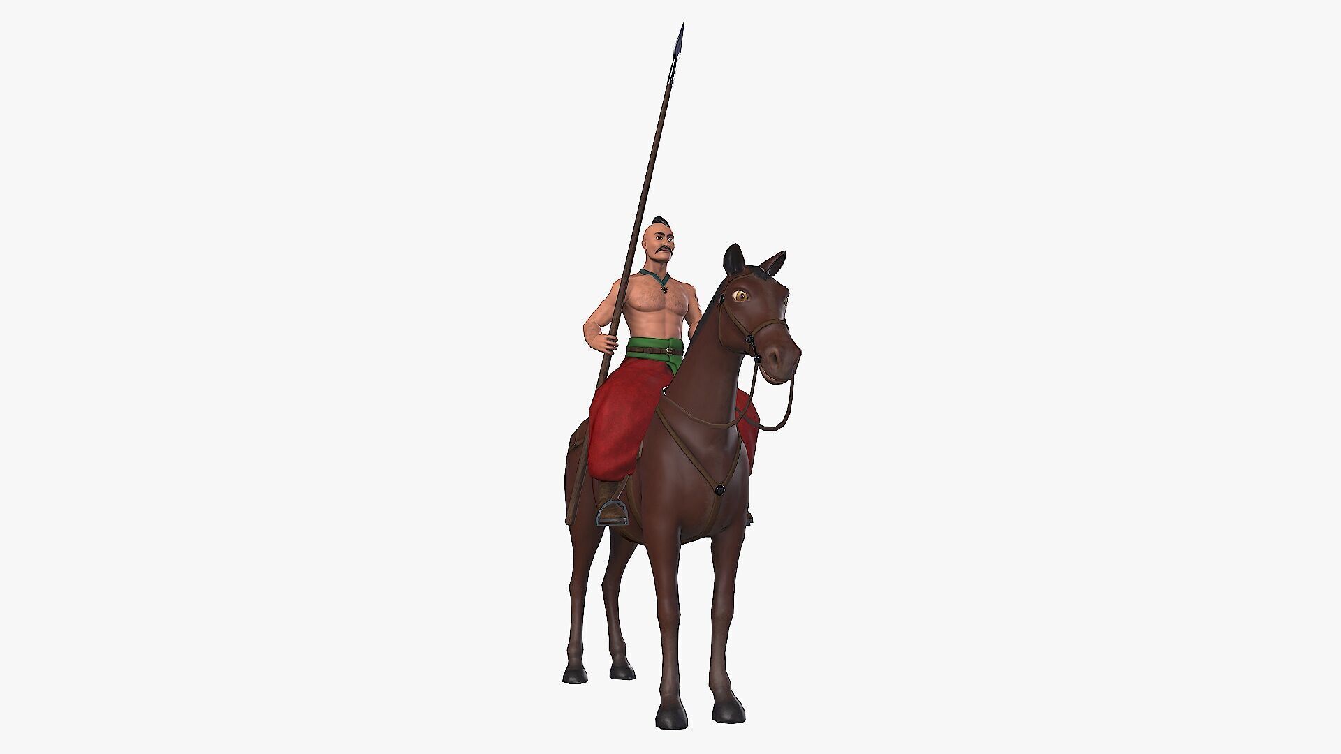 Ukrainian cossack-rider Low-poly 3D model_2