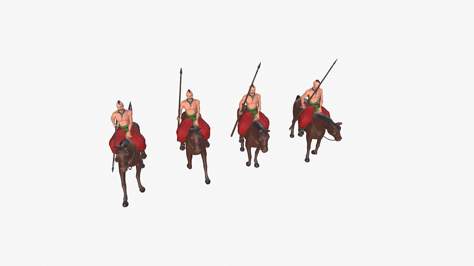 Ukrainian cossack-rider Low-poly 3D model_15