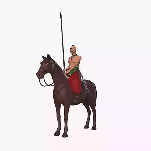 Ukrainian cossack-rider Low-poly 3D model