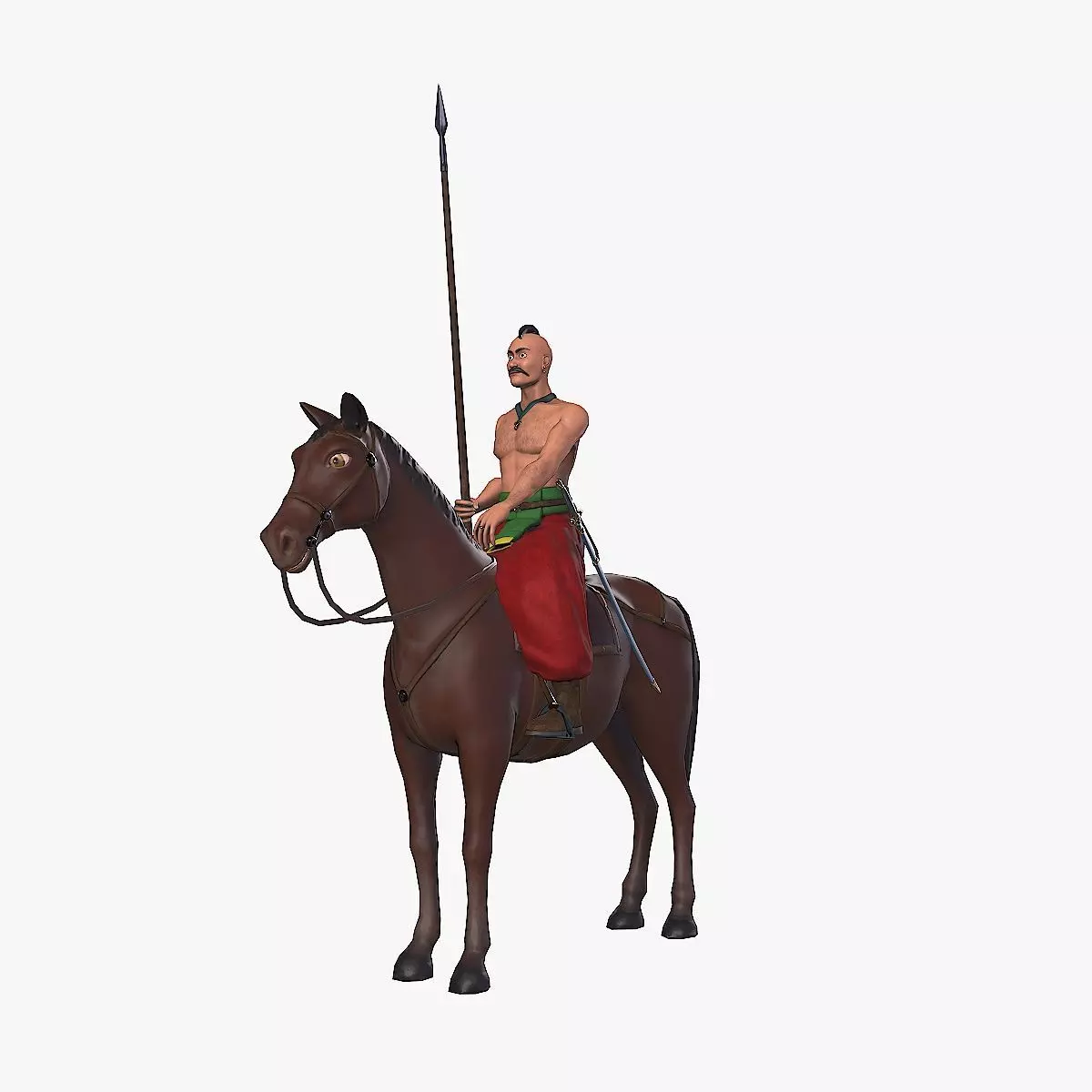 Ukrainian cossack-rider Low-poly 3D model_0