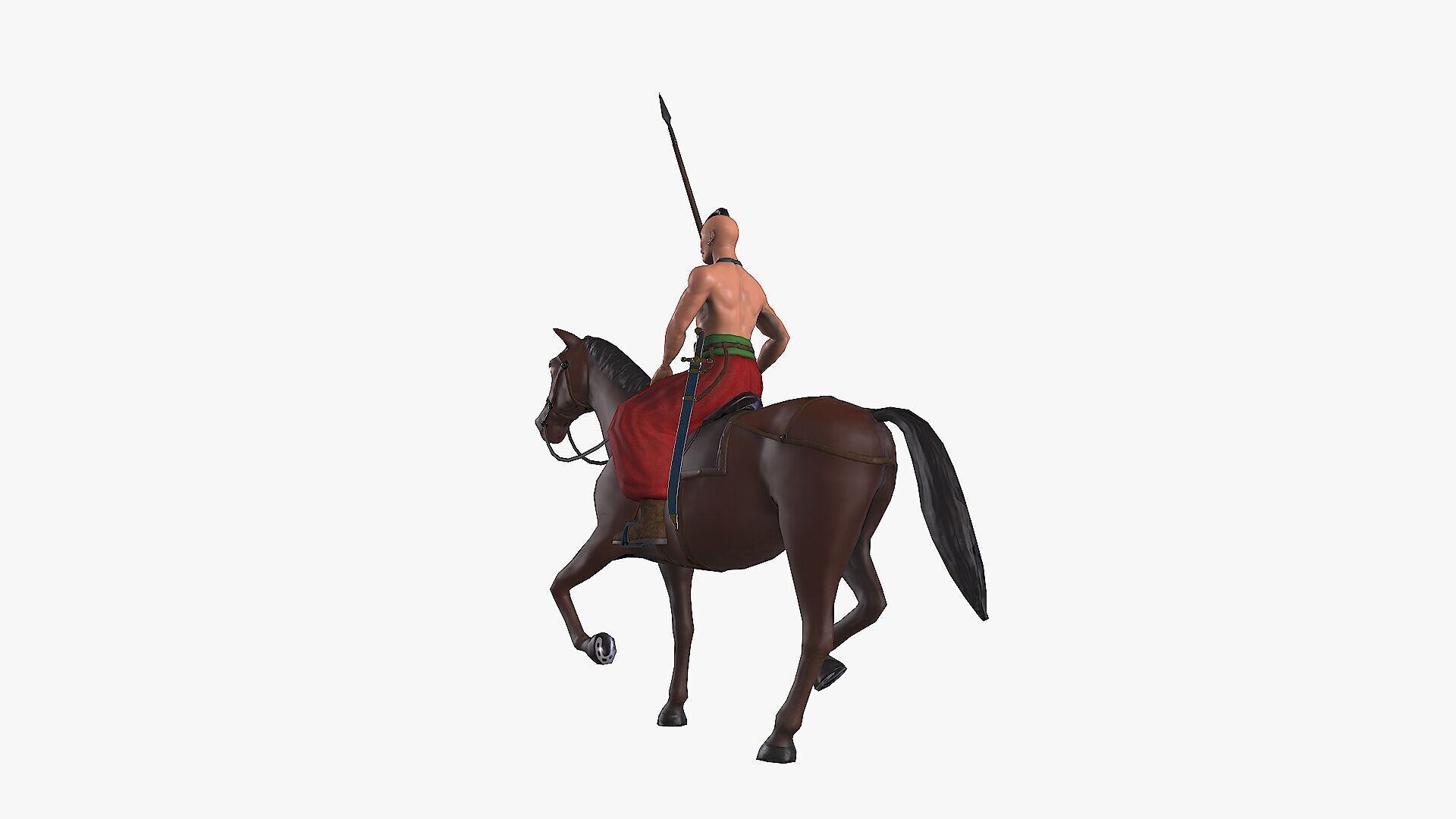 Ukrainian cossack-rider Low-poly 3D model_7