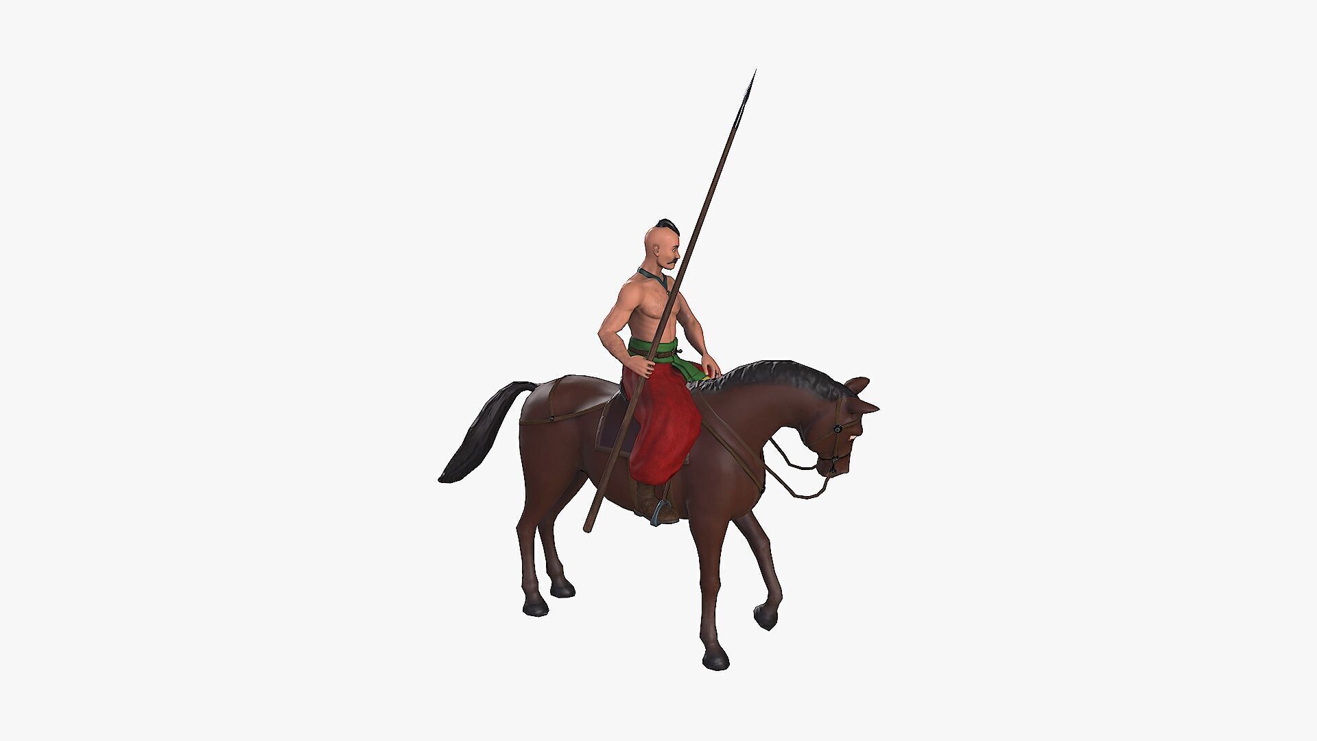 Ukrainian cossack-rider Low-poly 3D model_12