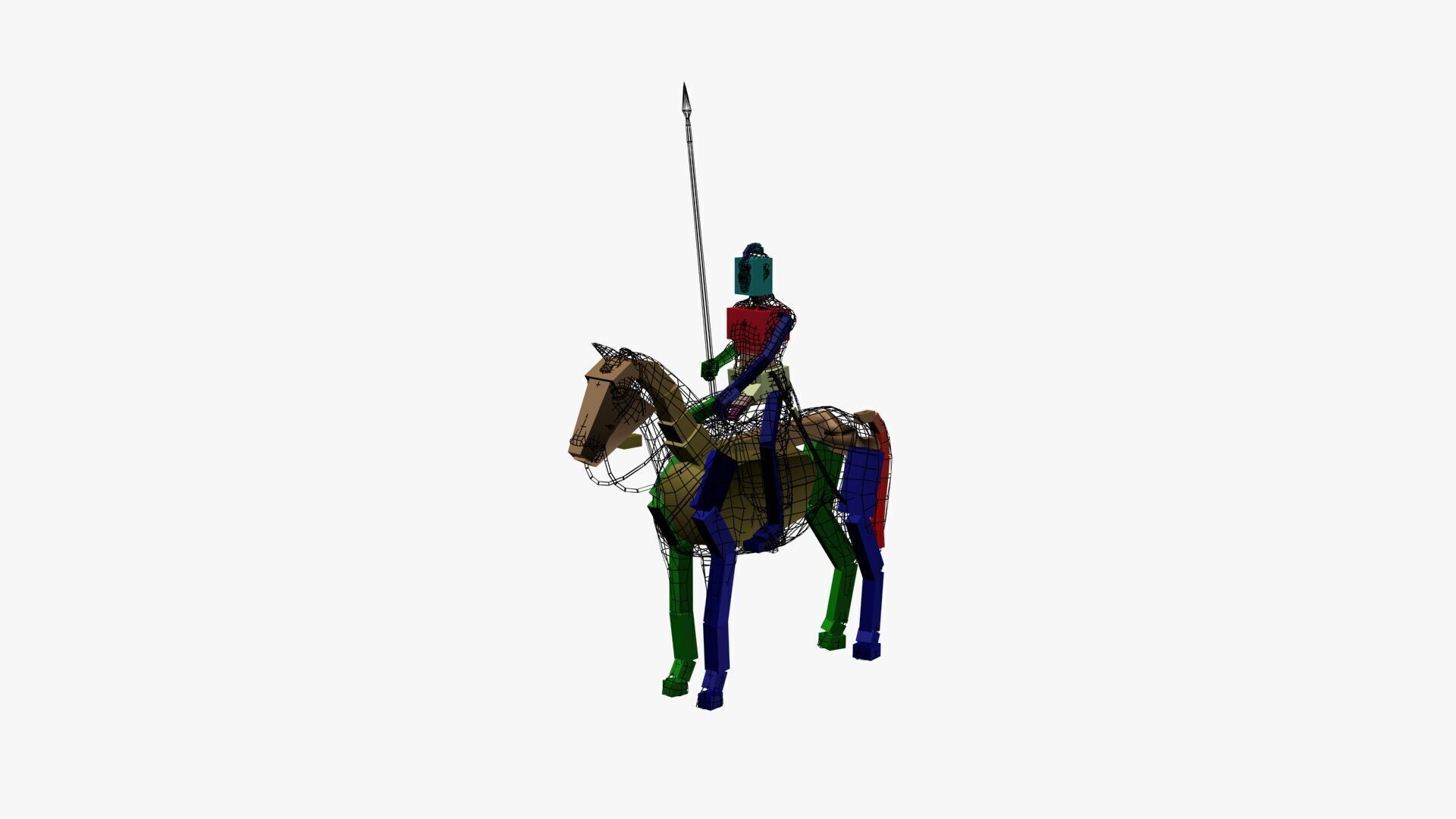 Ukrainian cossack-rider Low-poly 3D model_5