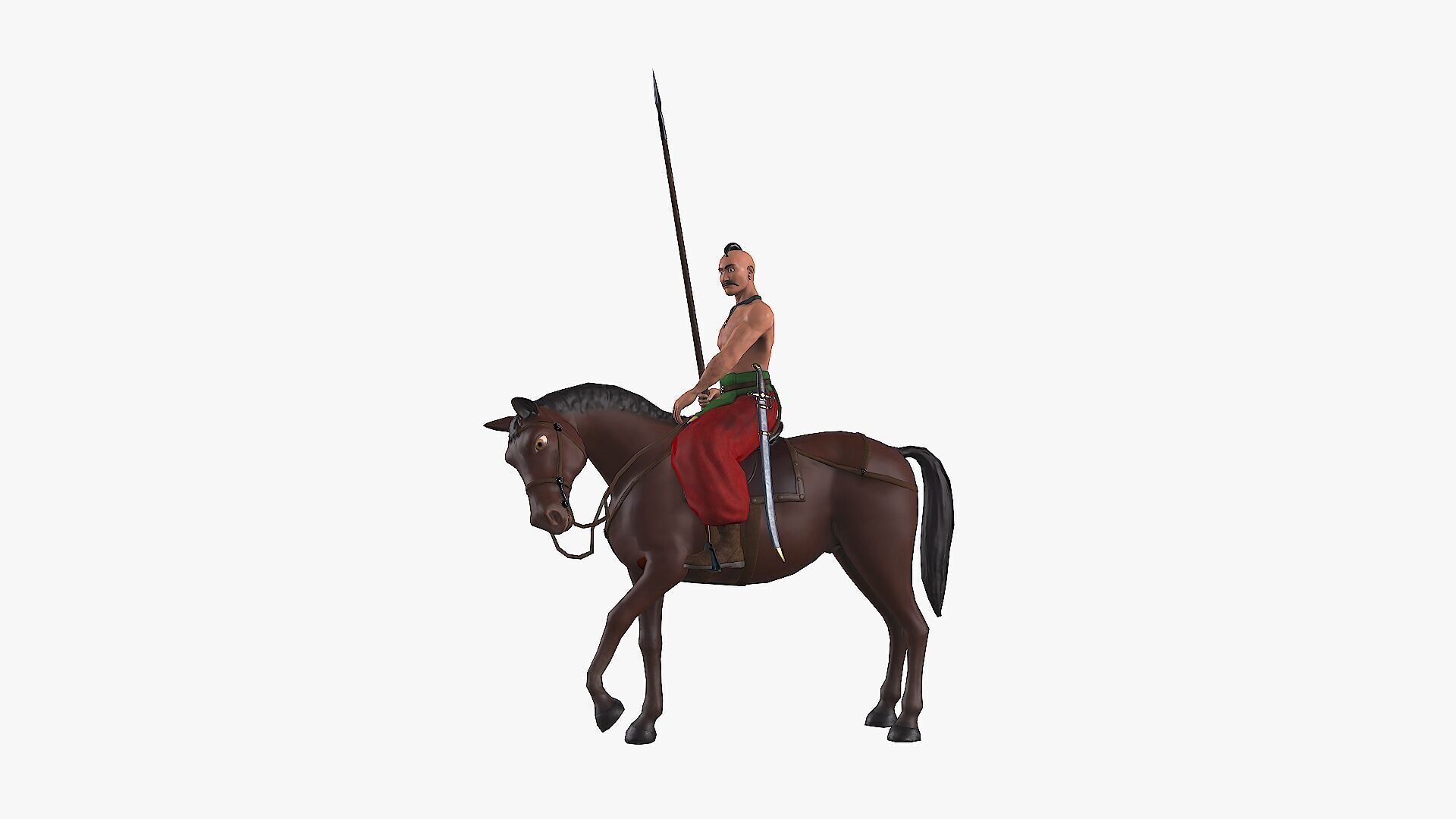 Ukrainian cossack-rider Low-poly 3D model_11