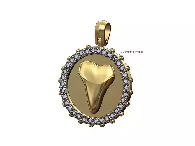 Screw Shark tooth diamond pendant with bail