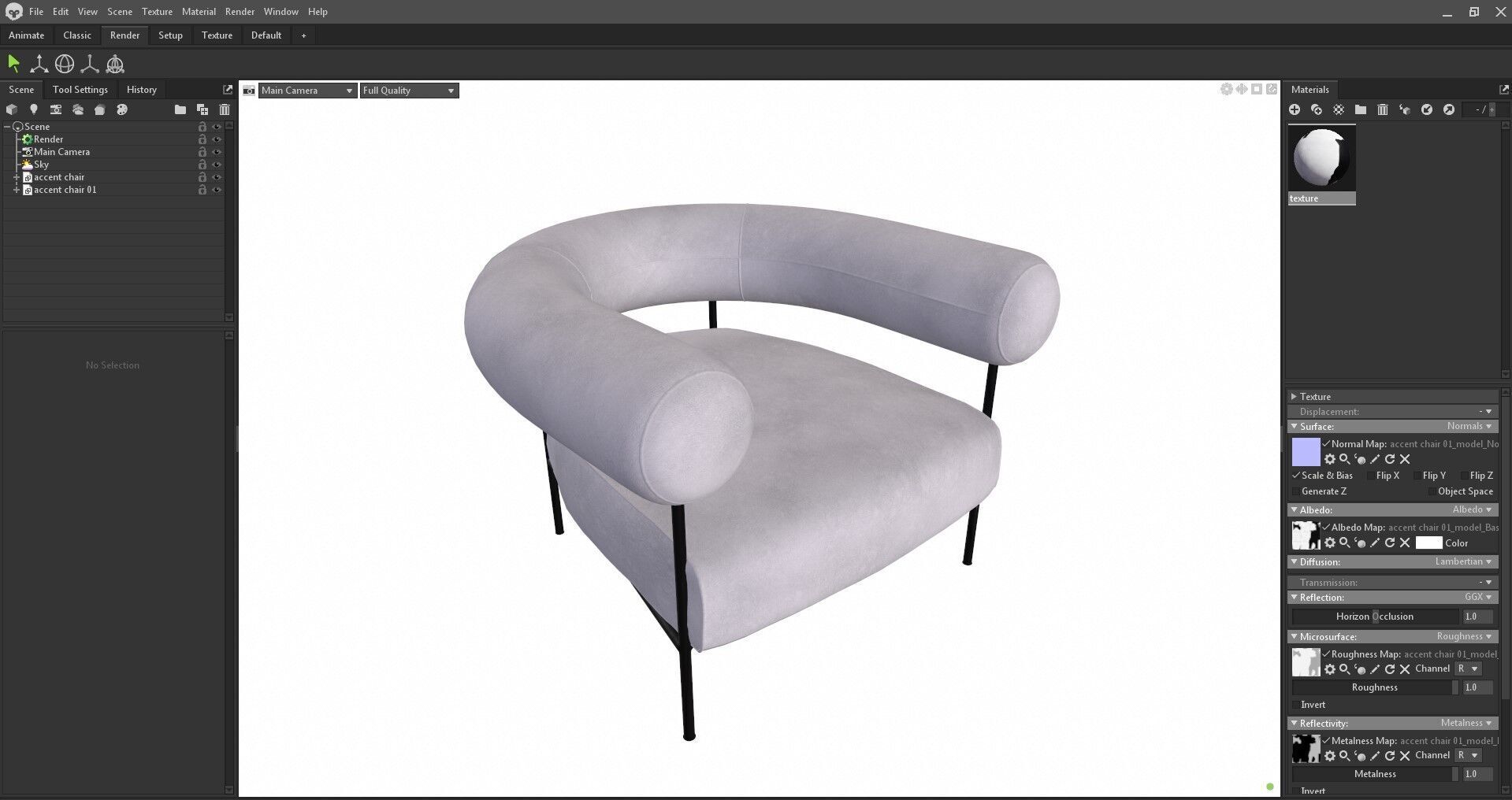 Modern Accent Chair 3d Model Low-poly 3D model_32