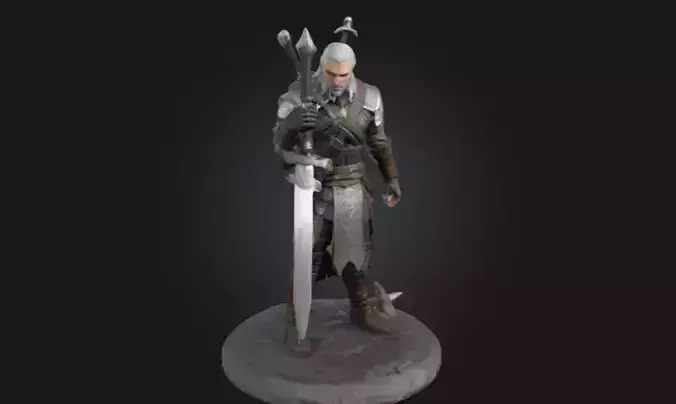 Geralt of Rivia 3D Printable Statue  The Witcher Collectible 3D print model