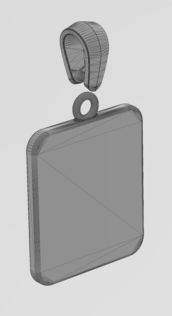 Spiked rectangular shark tooth pendant with bail 3D print model_15