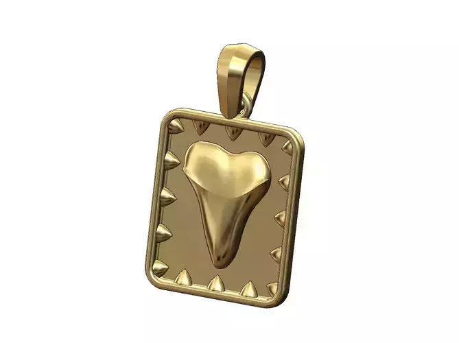 Spiked rectangular shark tooth pendant with bail