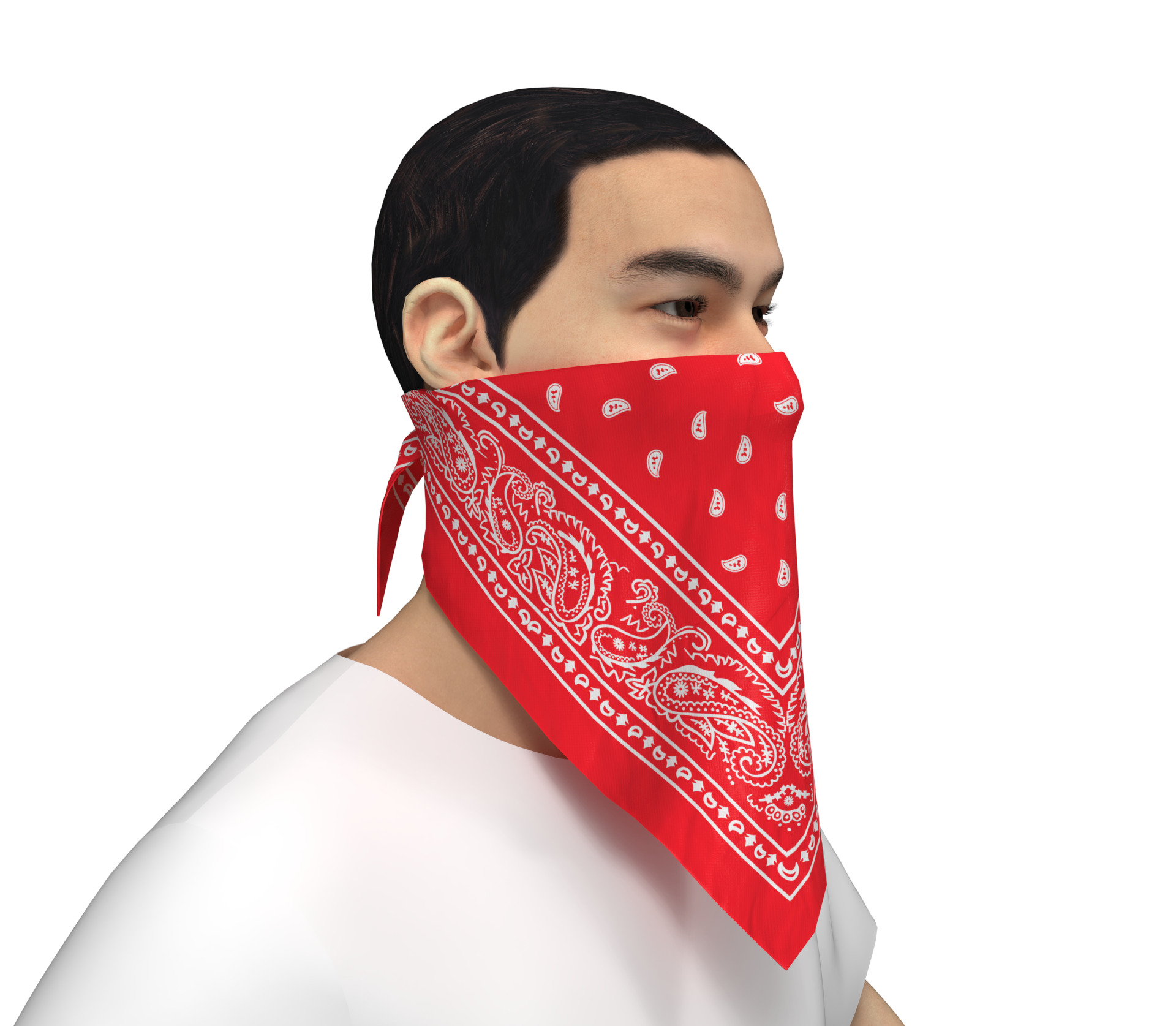 Red bandana game ready Low-poly 3D model_21