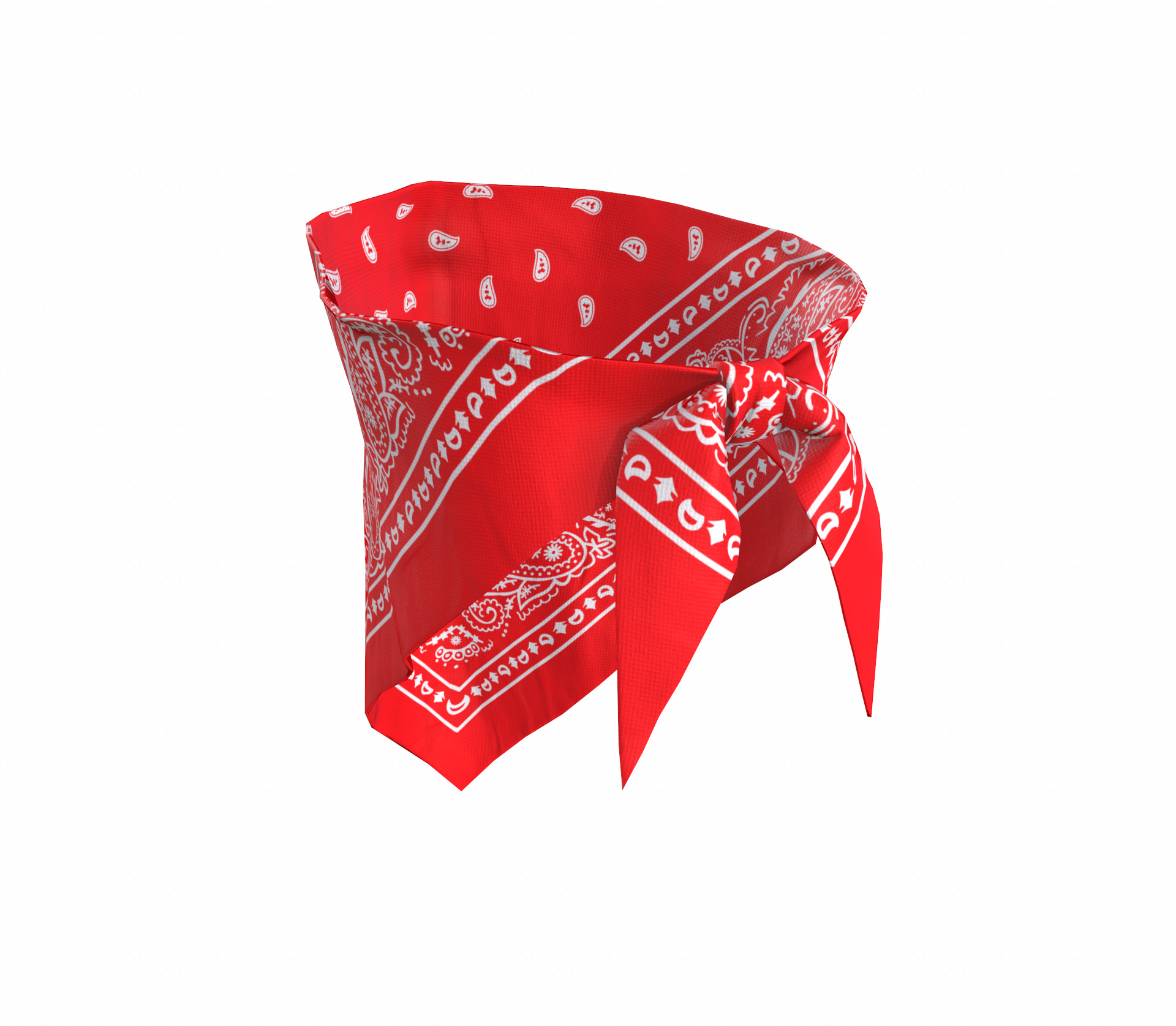 Red bandana game ready Low-poly 3D model_1