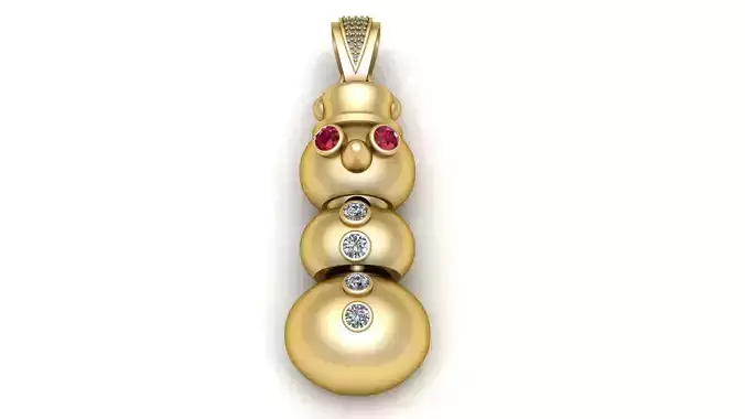 GOLDEN SNOWMAN RUBY PENDANT 3D PRINTABLE MODEL