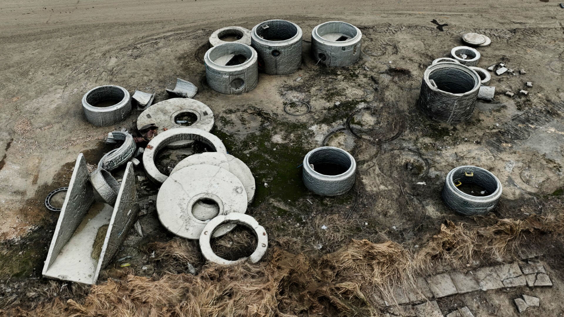 construction site concrete parts storage area pt5 photogrammetry Low-poly 3D model_6