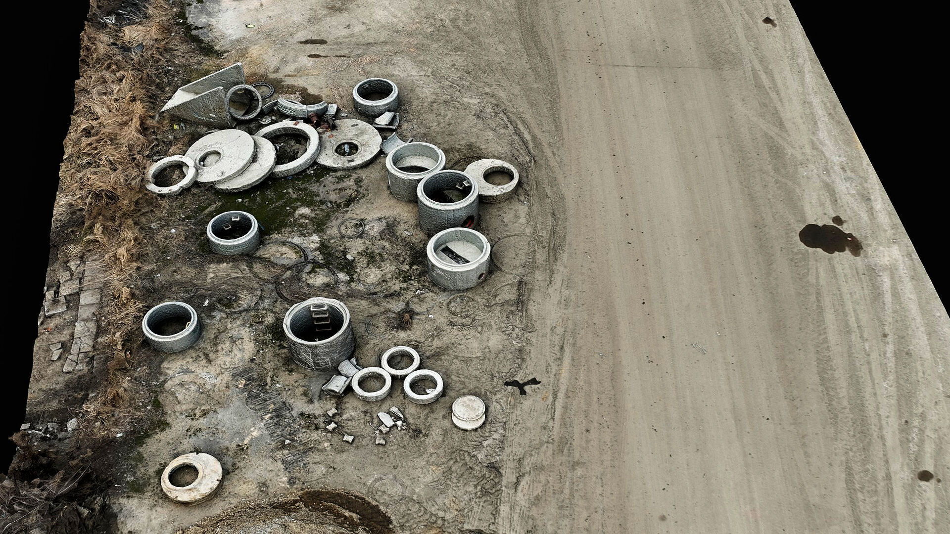 construction site concrete parts storage area pt5 photogrammetry Low-poly 3D model_3