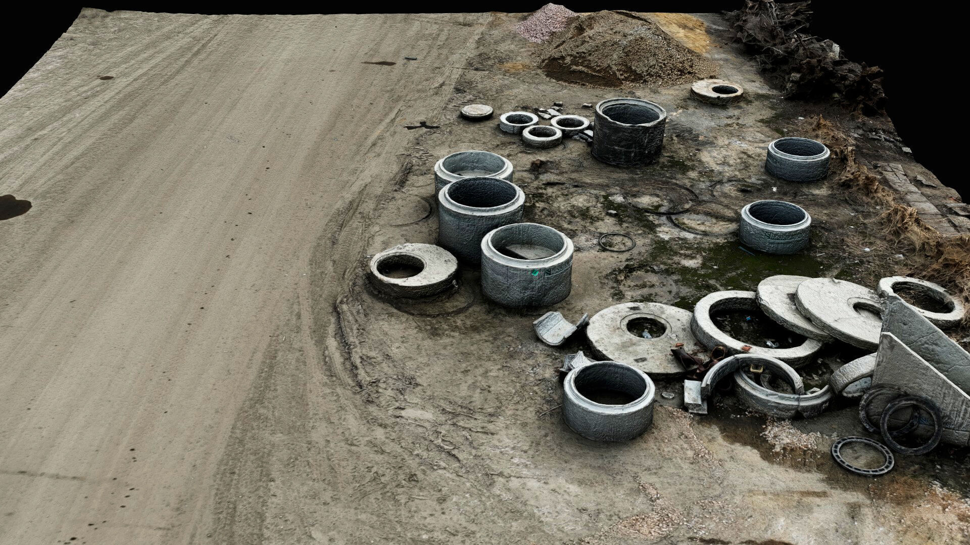 construction site concrete parts storage area pt5 photogrammetry Low-poly 3D model_5