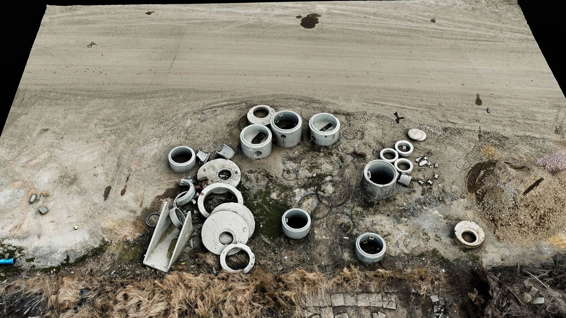 construction site concrete parts storage area pt5 photogrammetry Low-poly 3D model_2