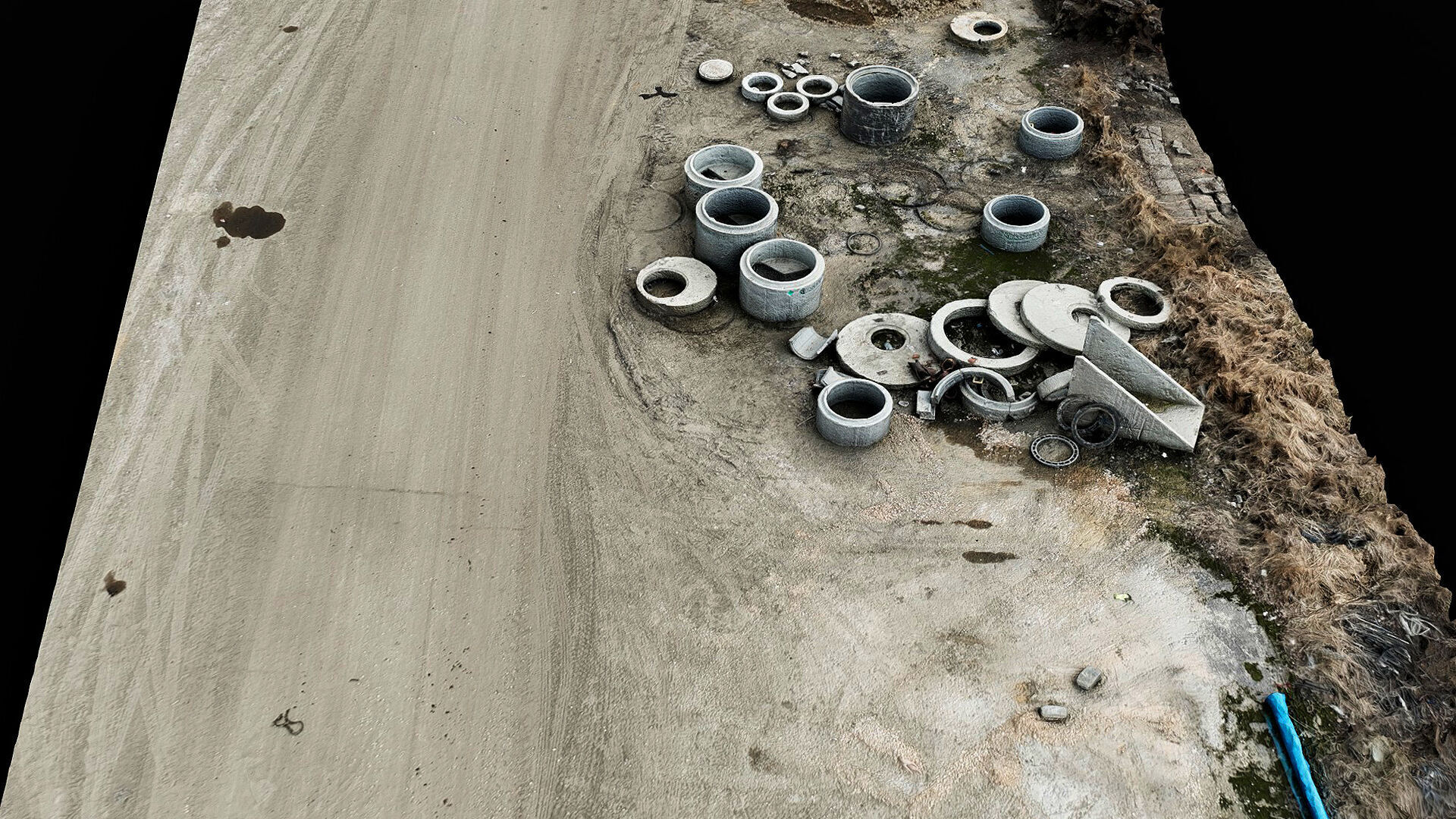 construction site concrete parts storage area pt5 photogrammetry Low-poly 3D model_1