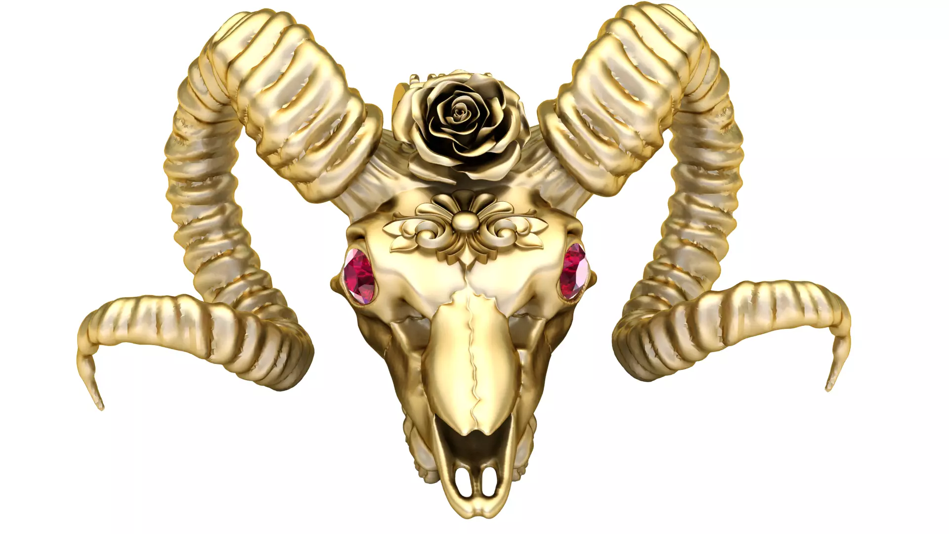 GOAT SKULL FACE RUBY PENDANT 3D PRINTABLE MODEL 3D print model