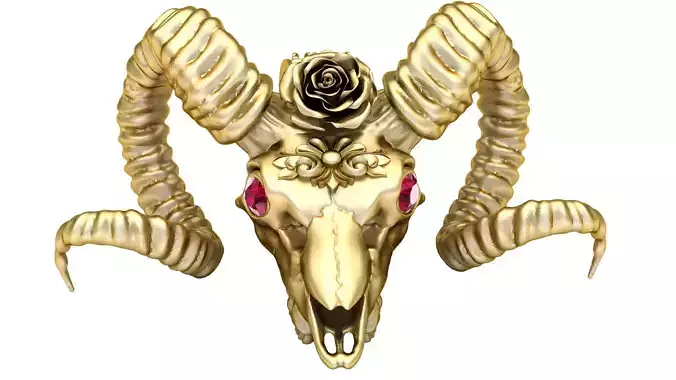 GOAT SKULL FACE RUBY PENDANT 3D PRINTABLE MODEL