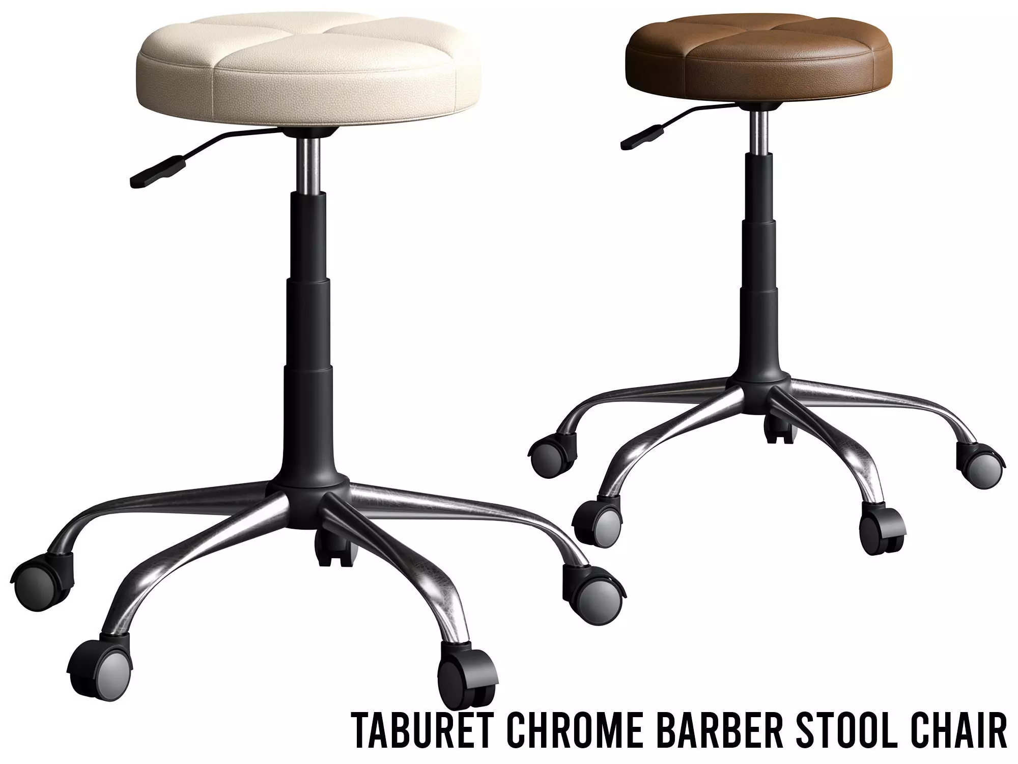 Taburet Chrome Barber Stool Chair SR Low-poly 3D model