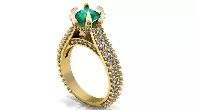 HIP HOP EMERALD RING 3D PRINTABLE MODEL