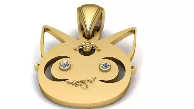 CAT ANIMAL FACE PENDANT 3D PRINTABLE MODEL