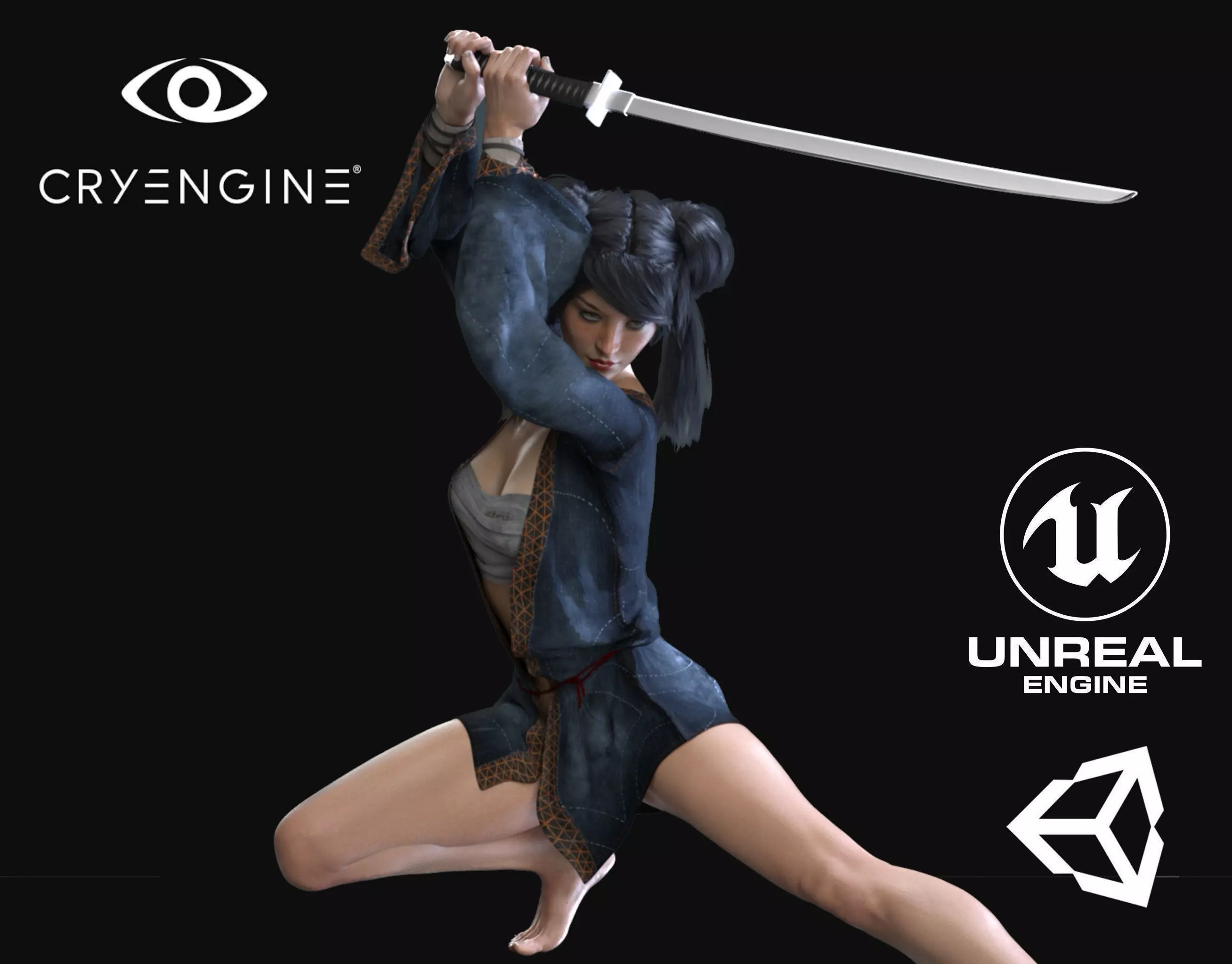 Warrior Chinese - Game Ready Low-poly 3D model_0