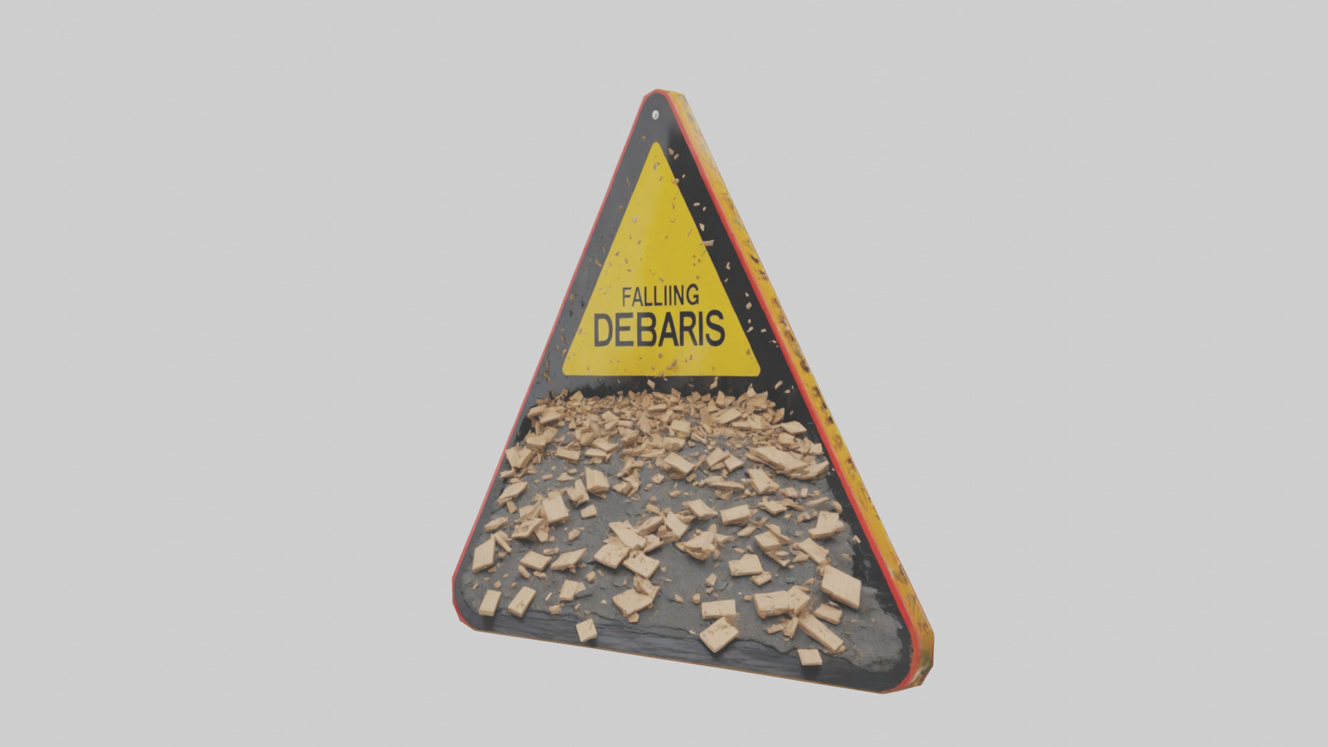 Falling Debris Caution Sign model 3D model_10