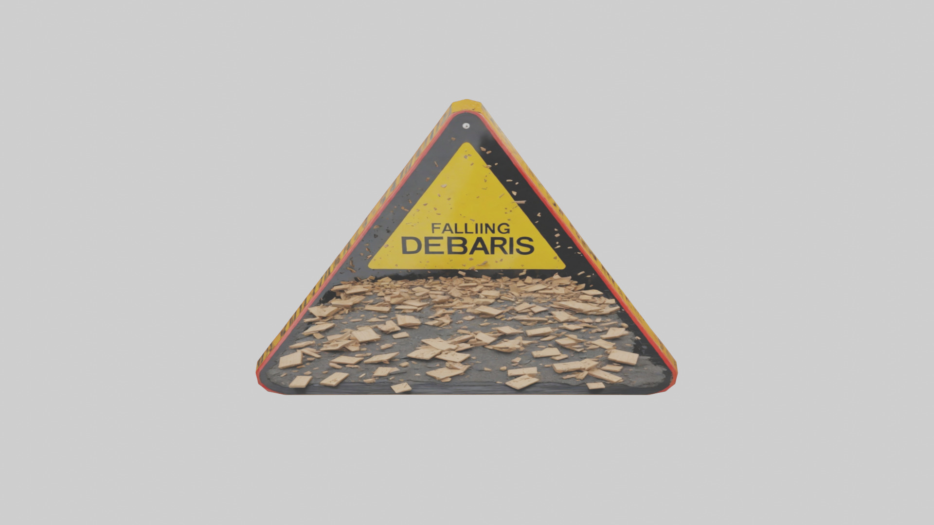 Falling Debris Caution Sign model 3D model_16