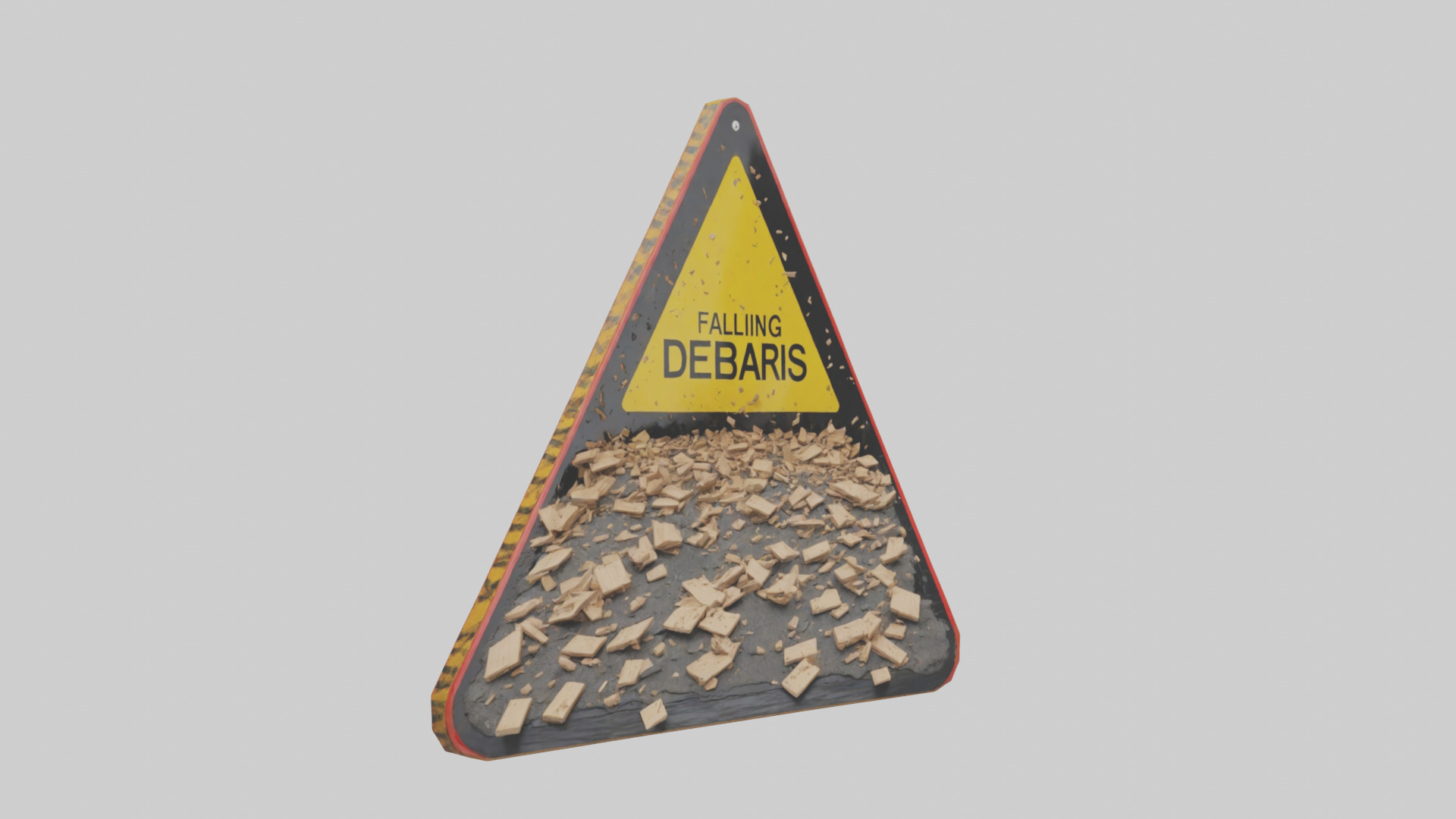 Falling Debris Caution Sign model 3D model_7