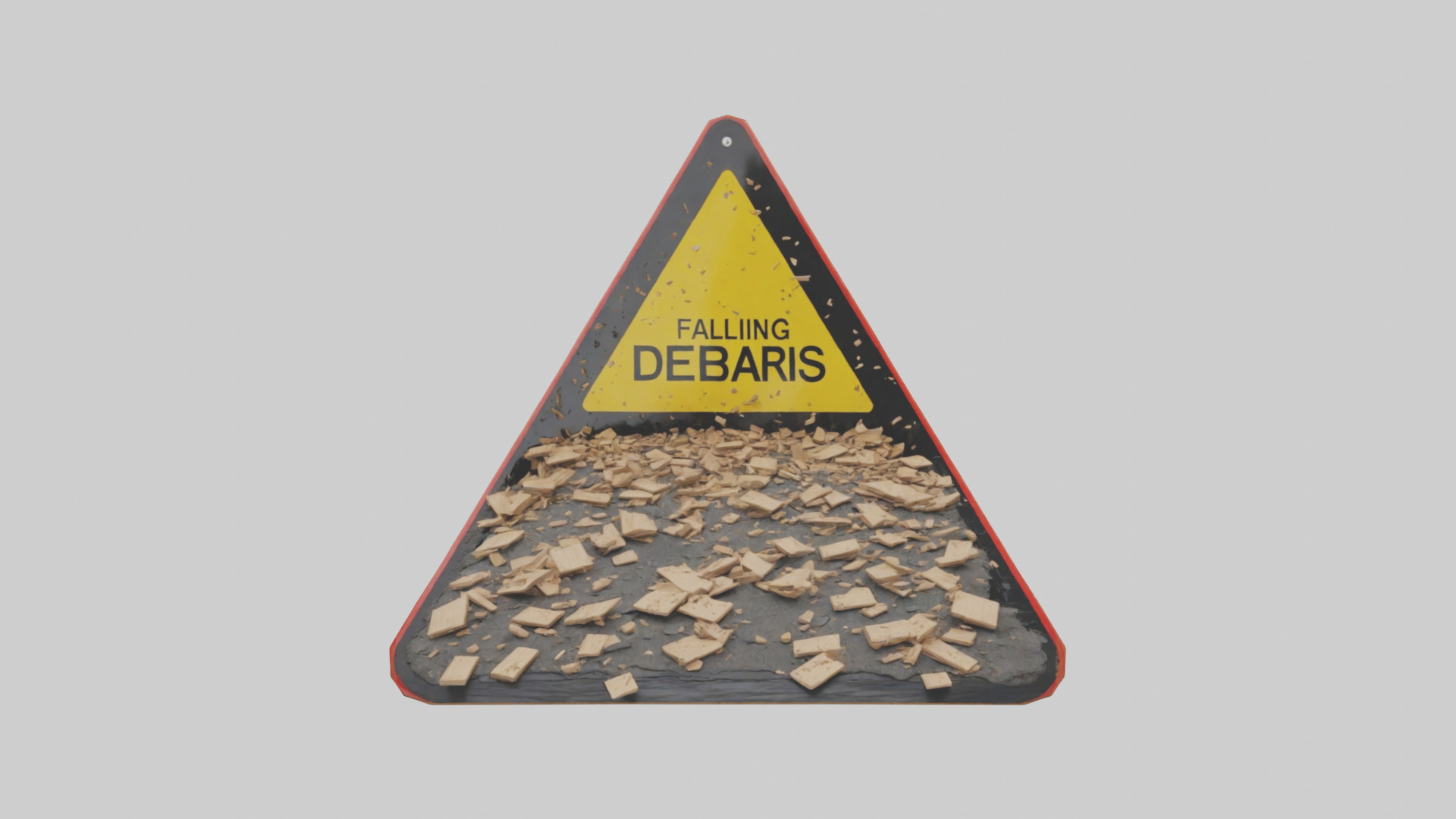 Falling Debris Caution Sign model 3D model_9