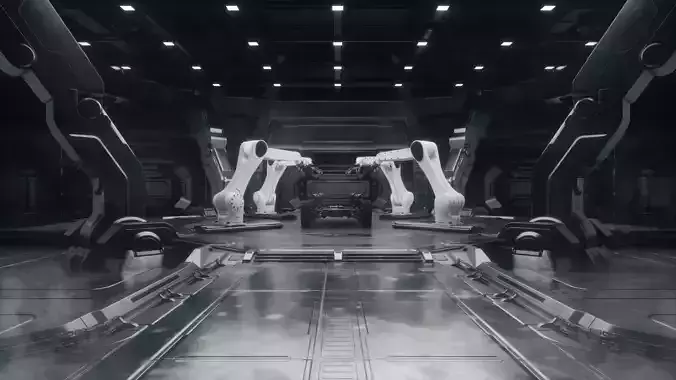 Technology car advertising scene model